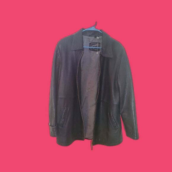 Vintage Leather Jacket Euro Reaction XL Black Men's - Picture 2 of 8